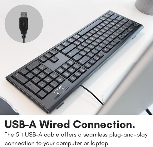 Macally Full Size Wired Mac Keyboard, Compatible with All Macs with USB Port, Wired Keyboard for Mac Mini/Pro, Macbook