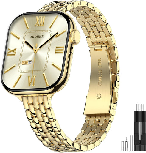 MioHHR Slim Metal Bands Compatible with Apple Watch Bands for Women 38mm