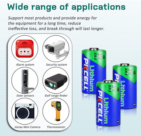 PKCELL 8-Pack CR2 850mAh Lithium Battery for Motion Sensors, CR15h270 3V