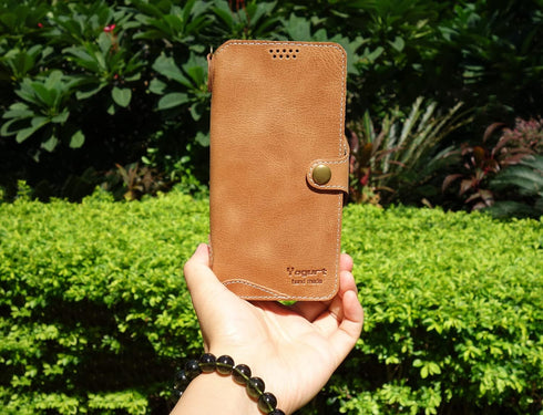 Yogurt S23 S23 Case for Samsung Galaxy Ultra, Genuine Leather Wallet Cover for Samsung Ultra, Handmade Brown