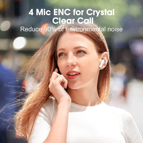 QCY T13 ANC Active Noise Cancelling Wireless Earbuds, Bluetooth 5.3 Headphones with 30H Playtime Charging Case, IPX5