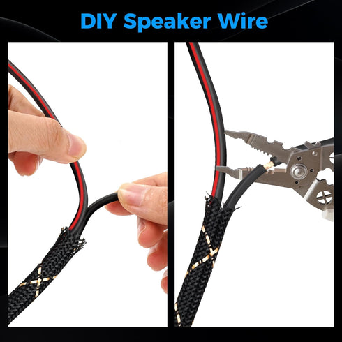 Mygatti 16/2 25 16AWG 2 Speaker Wire Feet, Gauge Speaker Cable, Direct Burial, Durable Nylon Braided, in Wall