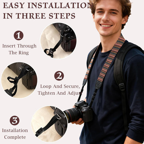 Brvlsoc Bohemian Vintage Adjustable Camera Shoulder & Neck Strap with Quick Release Harness Universal Fit for DSLR