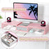TEAMIX Pink Dual Monitor Stand Riser with Drawer - Adjustable Length and Angle for 2 Laptop/PC/Screen/TV (1 Drawer)