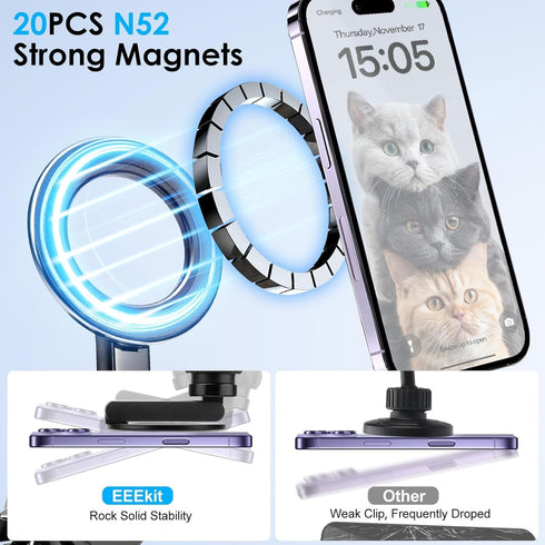 EEEKit 20 N52 12-17 Magnetic CD Slot Phone Holder for Car, Strong Magnets Vent Mount, Adjustable CD Slot Car Mount