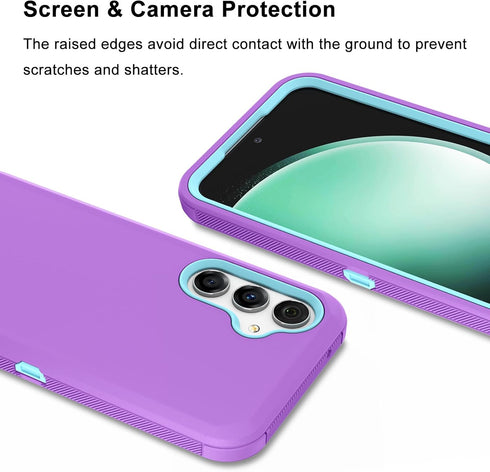 for Samsung Galaxy S23 FE 5G Case, Triple Layer Heavy Duty Armor Rugged Shockproof Protection, Purple