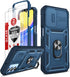 LeYi Galaxy A15-5G Case: Military-Grade Shockproof, Blue, with 2 Tempered Screen Protectors & Credit Card Holder.