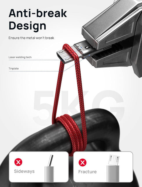 JSAUX Micro USB Charger Cable, 3-Pack (3.3ft+6.6ft+10ft) Nylon Braided Cord Compatible with Samsung Galaxy