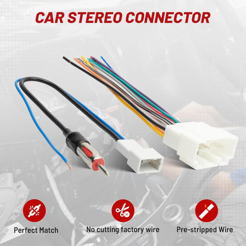 1998-2005 1998-2002 2005-2006 RED WOLF Radio Wire Harness w/Antenna Adapter for Select Honda Civic Accord, Acura MDX