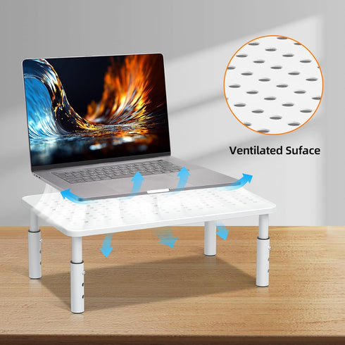 3 PS4, 20KG,White Bracwiser Monitor Stand Riser, Metal Computer Stand, Height Adjustable Screen Riser with Mesh