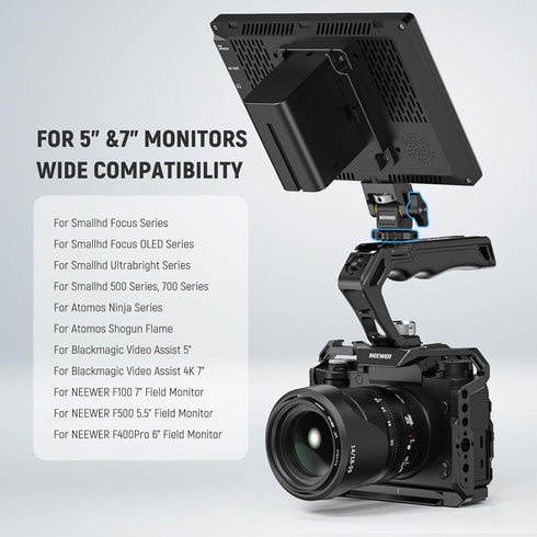 Neewer Camera Monitor Mount with Cold Shoe, 1/4" Screw for 5" & 7" Field Monitor, Compatible with Atomos Ninja V,