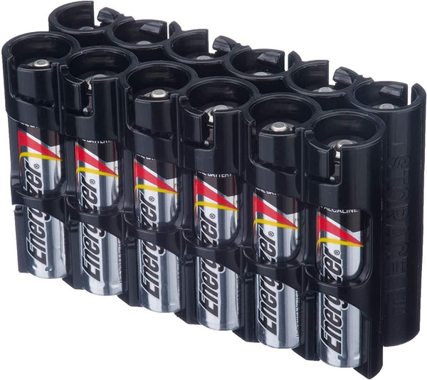 Powerpax AAA Battery Storage Caddy, Black, Holds 12 Batteries (Not Included)