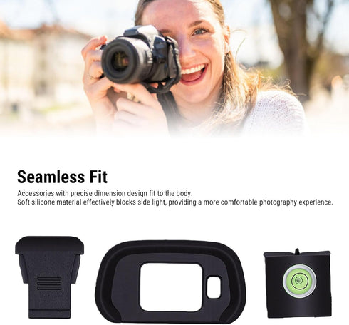 R7, Zopsc Eyecup and Hot Shoe Cover Kit for Soft Silicone Viewfinder Eyepiece with Bubble Spirit Level, Camera