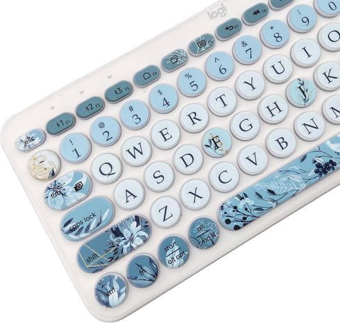 Silicone Keyboard Cover Skin for Logitech K380/Pebble Keys 2, Gray Blue Flowers