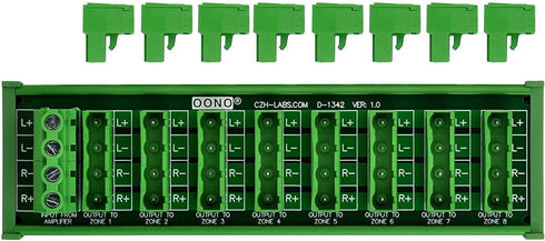 OONO Whole House Audio Stereo - 8-Zone Speaker Distribution Module with DIN Rail Mount Carrier