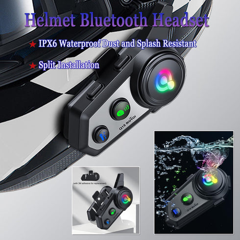 Q18 Motorcycle Bluetooth Headset with Music Sharing, 1000M Intercom for 2 Riders, CVC Noise Reduction, Hard/Soft Mic