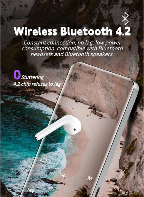 MP3 1.8 Inch 4.2 8GB 128GB MP4 Player Screen Bluetooth Memory Expandable Noise Reduction Lossless Portable Player