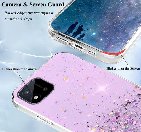 Shop Realme C11 2021 Case - Clear Glitter Sparkle Pink, Silicone Shockproof Soft Cover, Transparent & Thin.