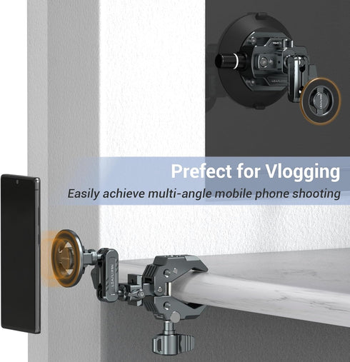 Leaplumin Ring1/4 Magnetic Phone Tripod Mount Adapter with Adhesive Magnetic Screw Hole Suitable for Ball