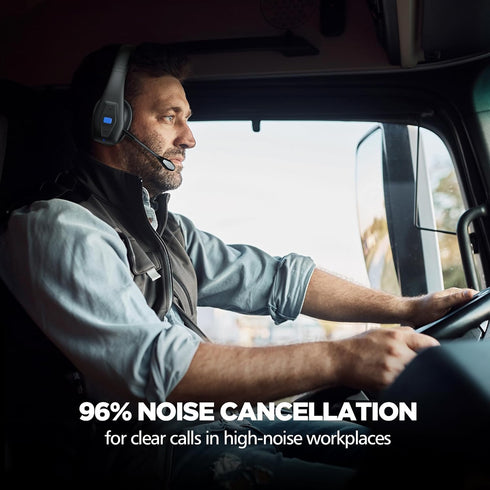 Conambo 2024 Upgraded Bluetooth Headset with Microphone, CVC8.0 Dual Mic Noise Cancelling, 35Hrs HD Talktime for Drivers