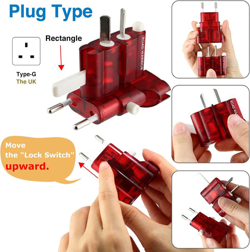 ROAD WARRIOR International Travel Plug Adapter, Europe/UK/Australia/USA/India/China, Does Not Convert Voltage, Slim