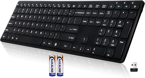 INFINMIND Keyboard-2.4G Keyboard,19 Wireless USB Ultra Slim Quiet Full Size Matte PC Computer Multimedia Keys,Number