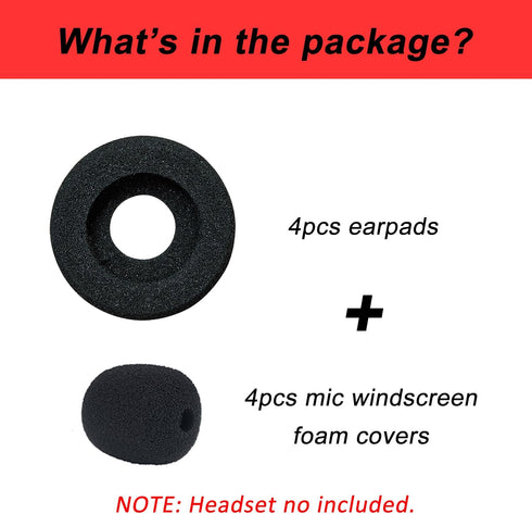 4 Pack Foam Ear Pads Replacement Cushions for Plantronics Headset, Compatible with HW251N 510 520 Blackwire 3210 3220