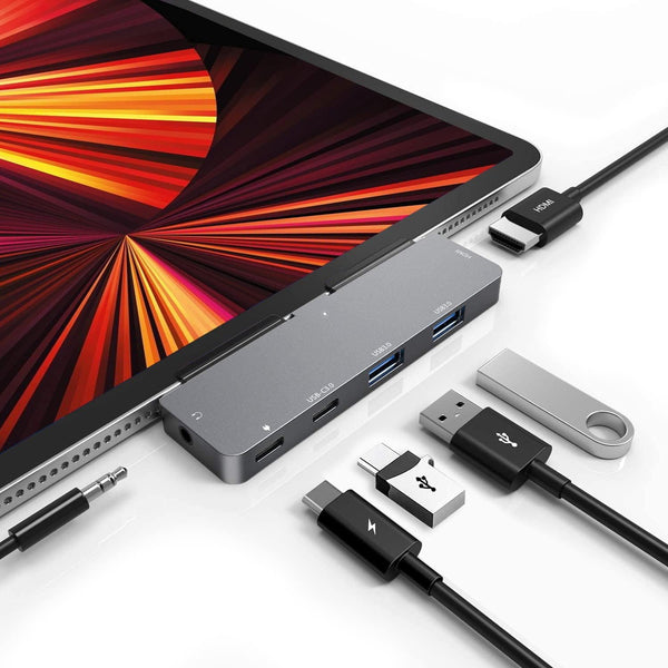 USB C Hub Docking Station for iPad Pro, Adapter with 4K HDMI, 3.5mm Jack, 2 USB3.0 Ports, PD Charging for iPad Mini