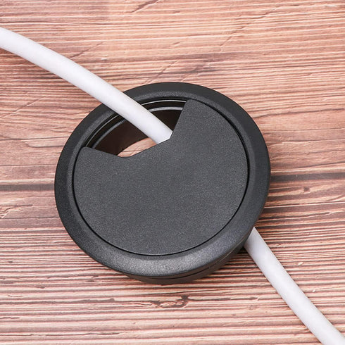 Lovelysp 2-3/8 inch Table Wire Cable Ring Hole Cover, 4PCS Black Plastic Organizer for Office PC Desk