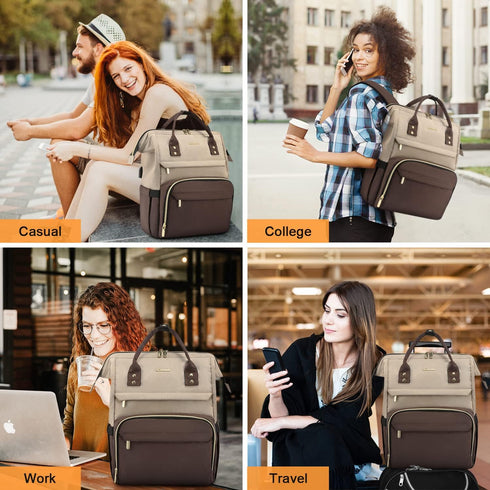 LOVEVOOK Laptop Backpack for Women - Fashion Travel Computer Bag with USB Port, Fits 17-Inch Laptop, Light