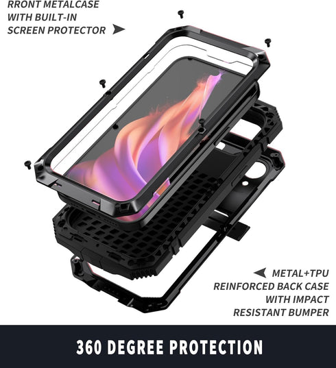 iPhone 15 Case 6.1 inch, 360 Full Protection Heavy Duty Rugged Armor with Built-in Screen Protector, Black