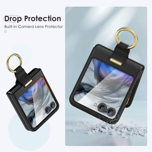 Maxdara Ring Case for Motorola Razr 2024, Built-in Screen Protector, Hard PC Ultra Thin Shockproof Protective Case,