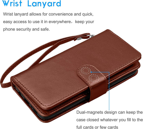 Tekcoo Galaxy Note 9 Case, PU Leather Wallet Case, ID Cash Credit Card Slots Holder, Detachable Magnetic Hard Case