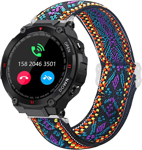 EIGIIS Compatible Military Smartwatch Band, Adjustable Stretch Nylon Replacement Strap for VALYV K22, EIGIIS K22, GUCABE