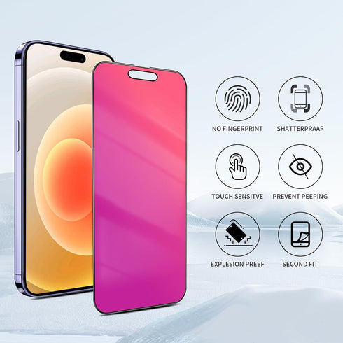 2 Pack Privacy Screen Protector for iPhone 15 Pro Max and iPhone 15 Plus, Gradient Colorful 25 Degree Anti-Spy Tempered