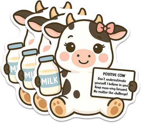 Dairy Cow Sticker 3Pcs Decals Vinyl Waterproof - Journaling Self-Affirmation Positive Dairy