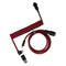 Keychron Premium Coiled USB-C Angled Red Cable, 5-Pin GX16 Detachable Metal Connector,
