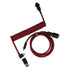 Keychron Premium Coiled USB-C Angled Red Cable, 5-Pin GX16 Detachable Metal Connector,