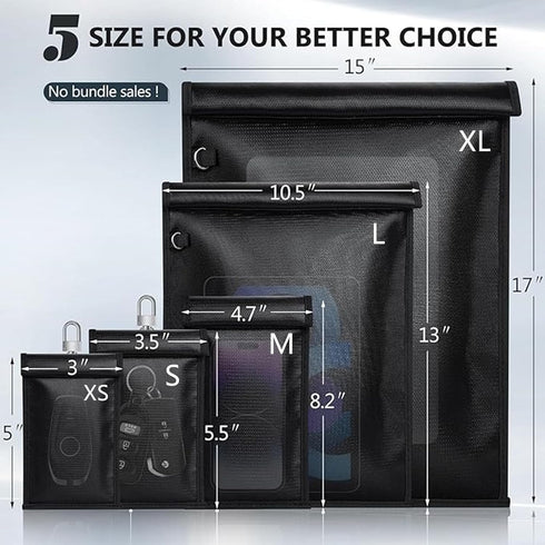 Simket 2 Pack, Faraday Bags for Phones and Car Key Signal Blocking Pouch, Cell Phone Signal Blocker, Car