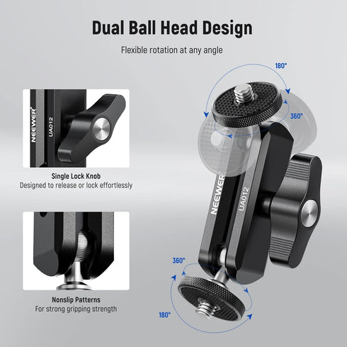 NEEWER Flexible Articulating Magic Arm with Dual Ball Heads, CNC Machined Aluminum Alloy for Camera Monitor