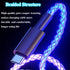 66W 3 in 1 LED Light Up Charging Cable, RGB Flowing Fast Charging Cord for iPhone, Samsung Galaxy, Huawei (4FT)