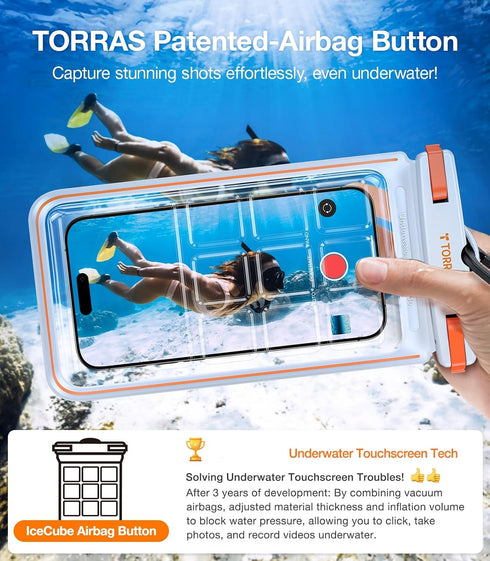 TORRAS IPX8 Waterproof Phone Pouch, Floating Underwater Screen Touchable Case with Lanyard for iPhone 15 Pro Max 14 13