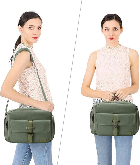MOSISO Camera Bag, DSLR SLR Canvas Case, Vintage Padded Compact Crossbody Shoulder Messenger Bag, Army Green