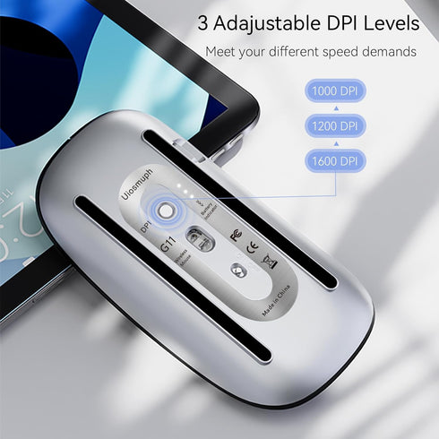 Uiosmuph G11 Wireless Mouse, USB C Rechargeable Computer Mouse, Slim Silent Mice 2.4GHz Optical for Laptop/Mac/PC