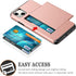 SAMONPOW Compatible with iPhone 13 Case with Card Holder Dual Layer Hybrid Wallet Case Heavy Duty Protection Shockproof 13 Case for Women Men Anti-Scratch Case for iPhone 13 6.1 inch Rose Gold