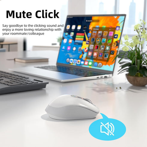 INFINMIND (BT1/BT2 2.4G 4-Way Wireless Bluetooth Mouse, Multi Device + USB) Mouse for Laptop, iPad & Mac, Scroll
