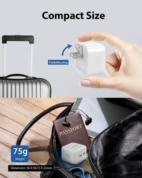Gigastone 35W USB C Wall Charger, Fast Charging for iPhone 15/15 Pro/14/13/12/11 Series, 2-Port USB C