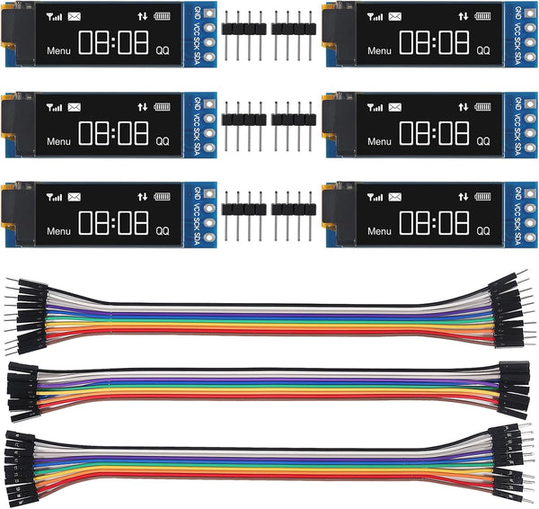 XIITIA 6pcs 0.91 inch OLED IIC I2C Display Module SSD1306 128x32 LCD Screen