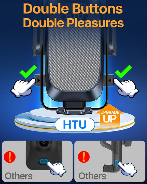 HTU 2024 Best Car Phone Holder Mount, Strongest Shockproof 5-in-1 Dashboard Stand for iPhone 16 15 Android