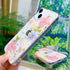 Abbery iPhone 14 Plus Case, Sparkly Pink Flower Design, Cute Clear Glitter Soft Silicone Floral Aesthetic Cover for